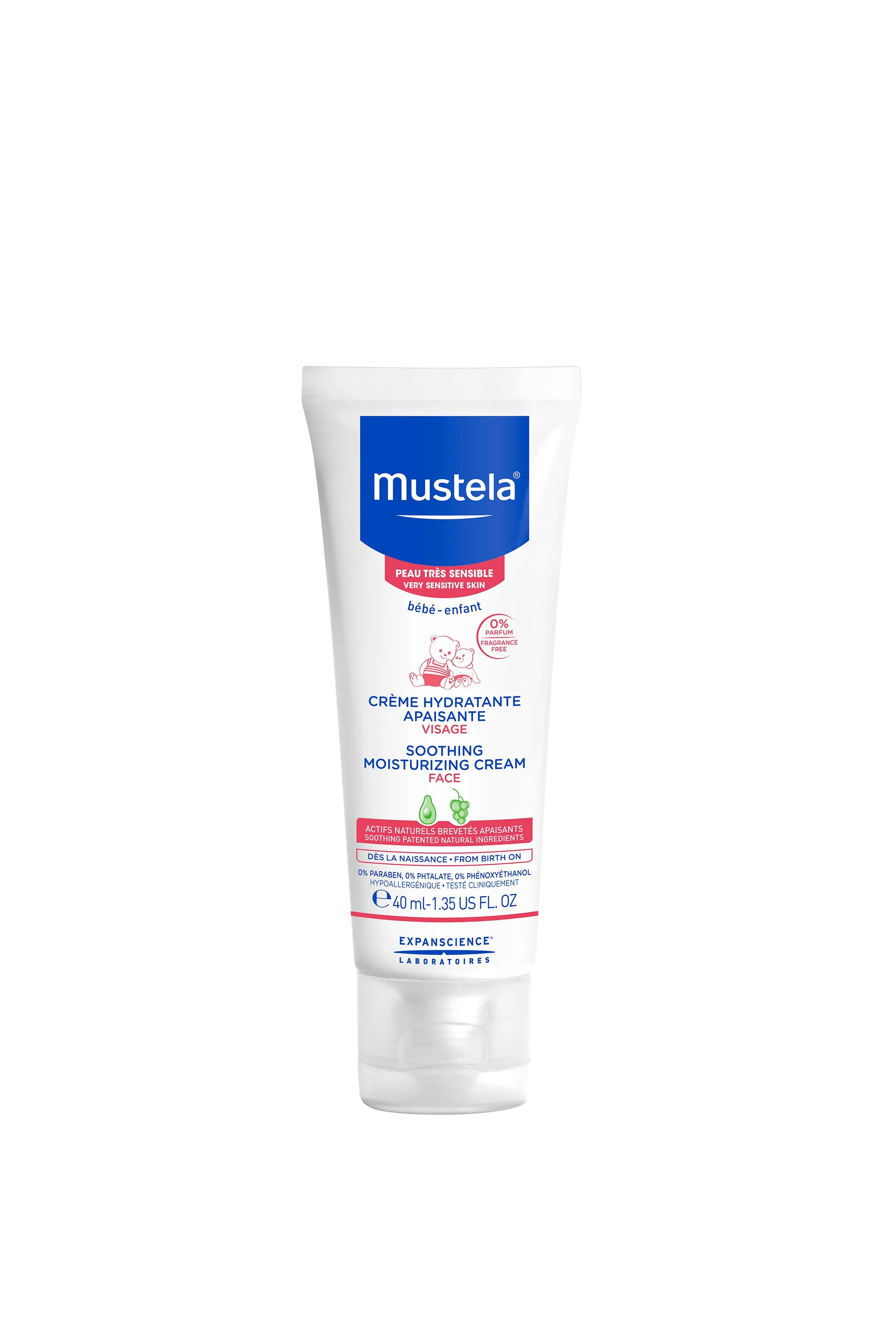 Crema hidratanta calmanta fata, piele sensibila, 40 ml, Mustela