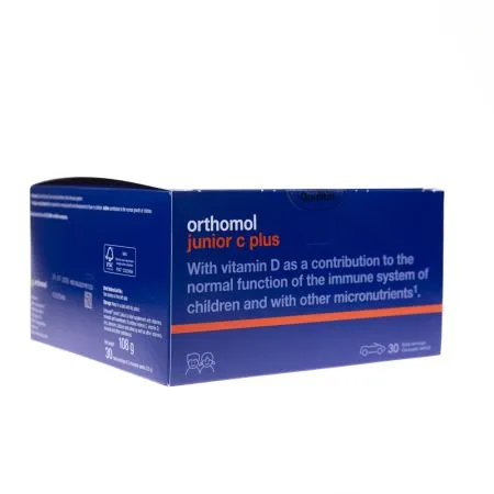 Orthomol Junior C Plus cu aroma de fructe de padure, 30 plicuri x 3 tablete masticabile, Orthomol