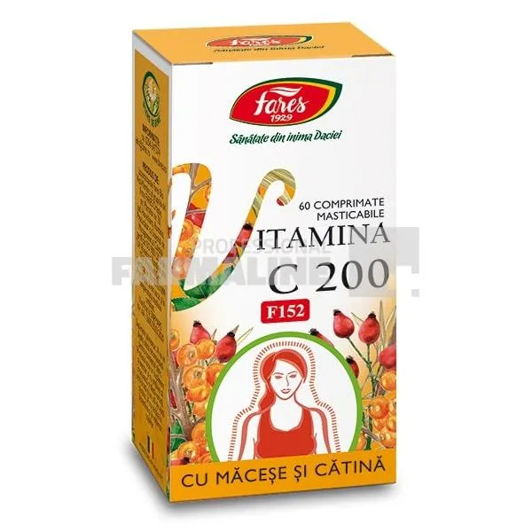 Vitamina C 200 mg cu Macese si catina F152 60 comprimate masticabile