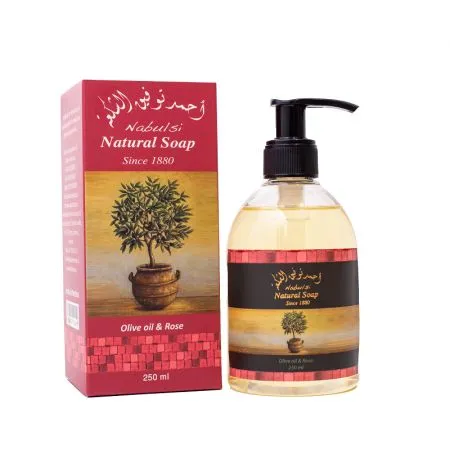 Sapun lichid cu trandafir pentru maini, 250 ml, Nabulsi