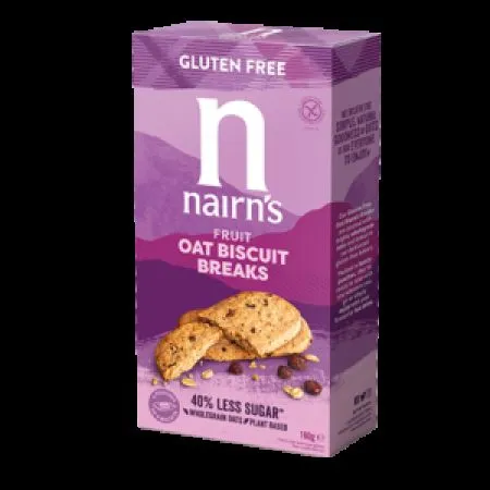 Biscuti fara gluten din ovaz integral cu fructe, 160 g, Nairns