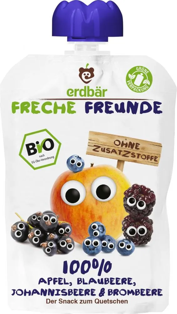 Erdbar Piure de Mere,Afine,Coacaze si Mure BIO x 100g