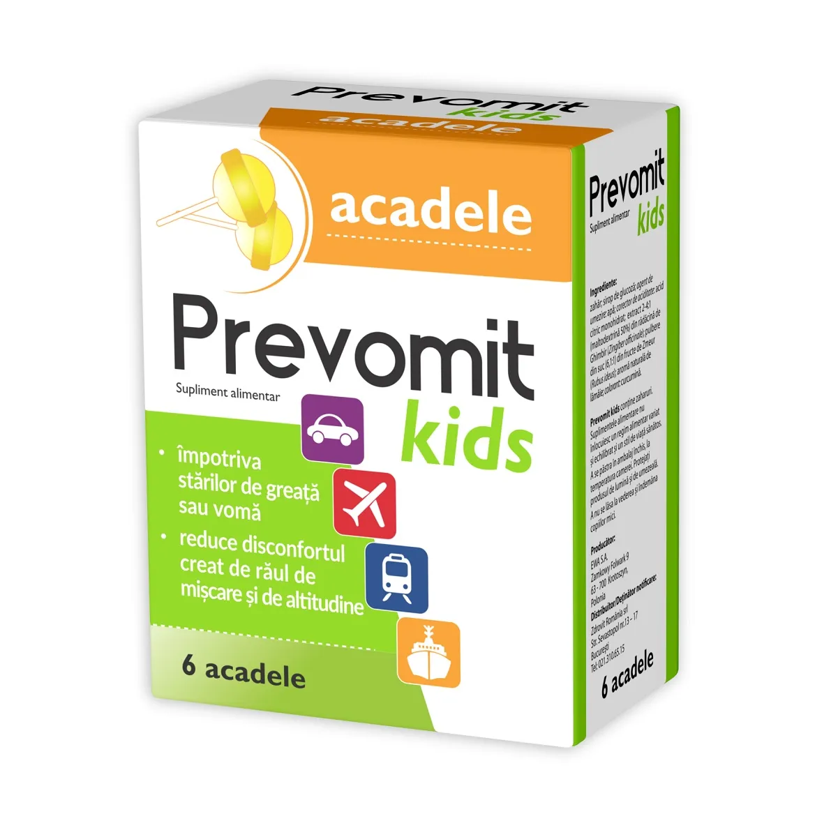 Prevomit kids , 6 acadele , Zdrovit