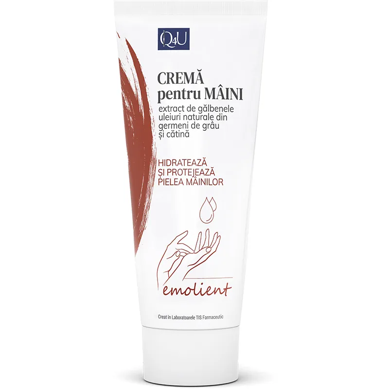 Crema emolienta pentru maini cu Vitamina A si E Q4U, 100 ml, Tis Farmaceutic