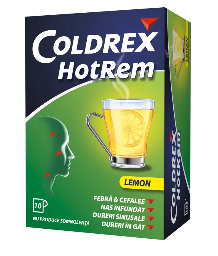 Coldrex HotRem Lemon, 10 plicuri, Perrigo