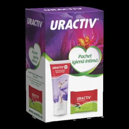 Pachet Uractiv Forte Intimate Wash, 75 ml + Servetele Intimate 20 bucati, Terapia
