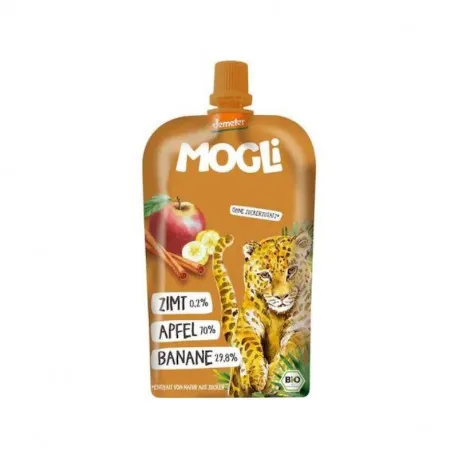 MOGLI Pireu eco cu mere, banane, scortisoara, de la 1 an, 120g