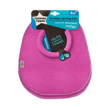 Set bavete roz Dribble Catcher 4 luni+, 2 bucati, Tommee Tippee