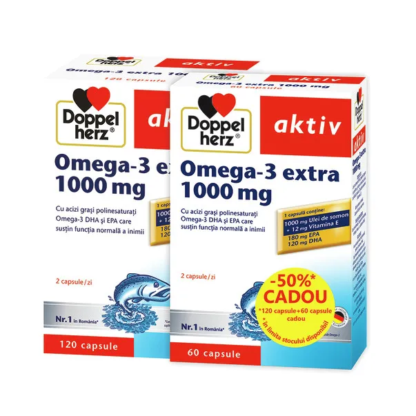DOPPELHERZ AKTIV OMEGA-3 EXTRA 1000MG X 120 CAPSULE + 60 CAPSULE CADOU