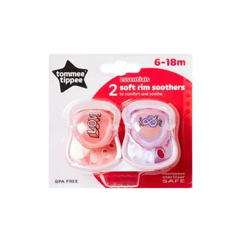 Suzeta cu margine moale cu tetina din latex Love 6-18 luni, 2 bucati, Tommee Tippee