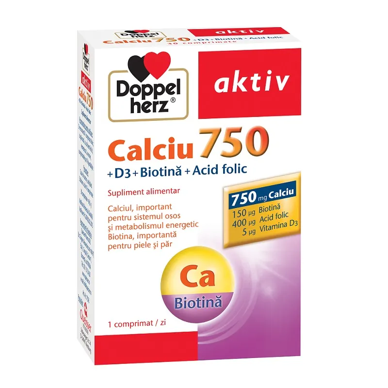 DOPPELHERZ AKTIV CA 750 MG+D3+BIOTINA+ACID FOLIC CTX30 CPR