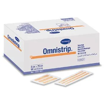Plasturi sub forma de stripuri sterile, 6 x 76mm, 50 x 3 bucati, Omnistrip
