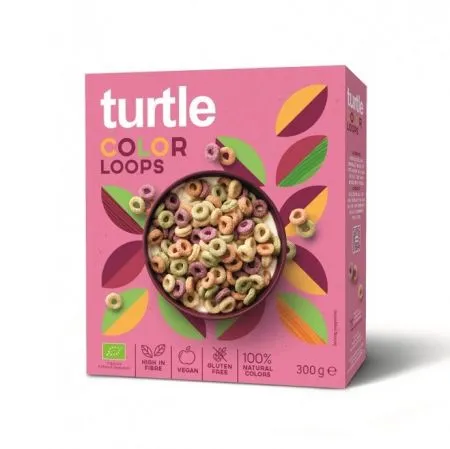 Inele colorate multicereale Bio, fara gluten, 300 g, Turtle