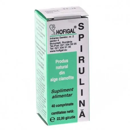 Spirulină 200mg, 40 comprimate, Hofigal