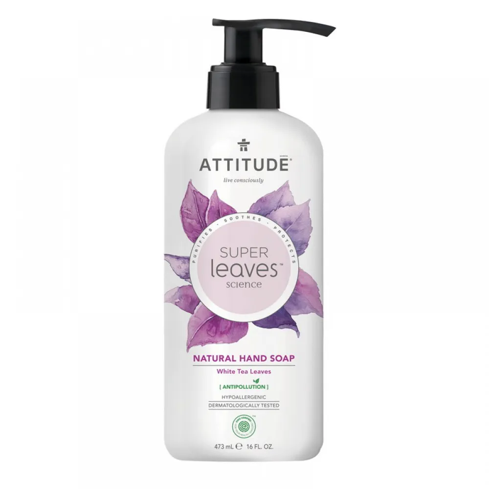 Superleaves Sapun de maini din frunze de ceai alb (473 ml), Attitude