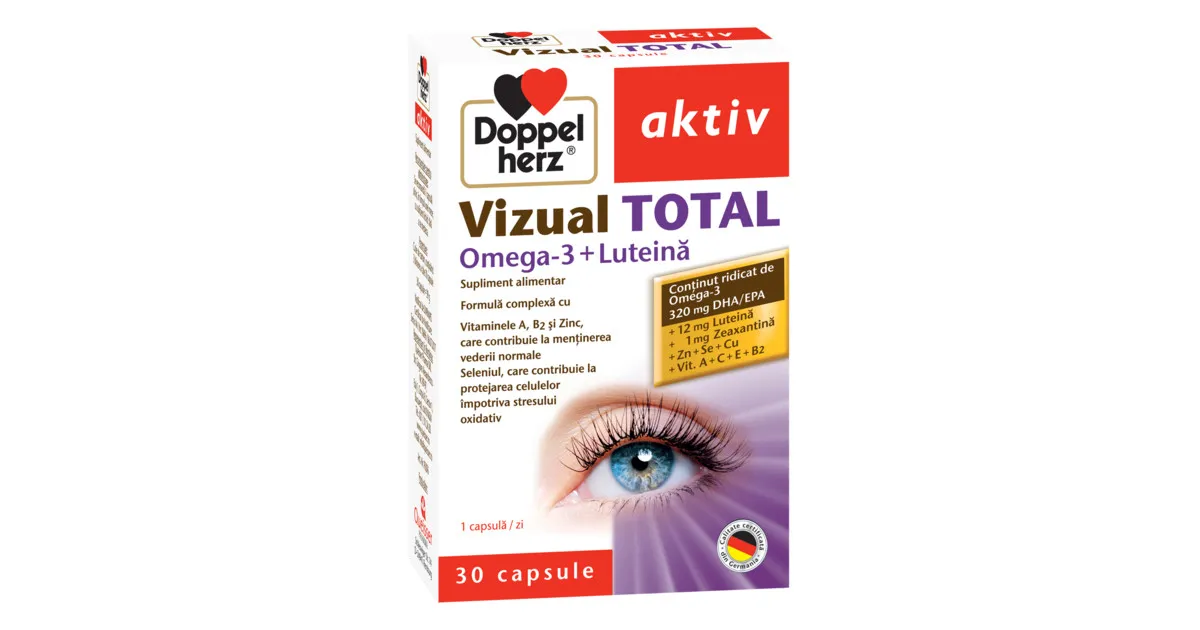 Doppelherz Vizual Total Omeg+Luteina, 30 capsule