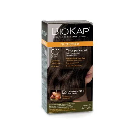 Vopsea permanenta pentru par Nutricolor, Nuanta Light Brown 5.0, 140 ml, Biokap