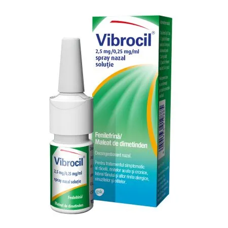 Vibrocil spray nazal, solutie, 2,5 mg/ 0,25 mg/ml, 15 ml, Gsk