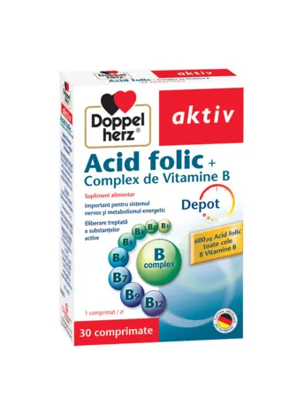 Acid folic + Complex de Vitamine B, 30 comprimate, Doppelherz