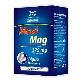 MaxiMag 375 mg magneziu+ vitamina B6, 30 capsule, Zdrovit