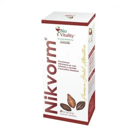 Bio Vitality Nikvorm Sirop adjuvant eliminare paraziti intestin, 60 ml