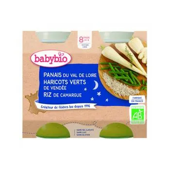 Piure de pastranac, fasole verde si orez Bio, 2 x 200g, BabyBio