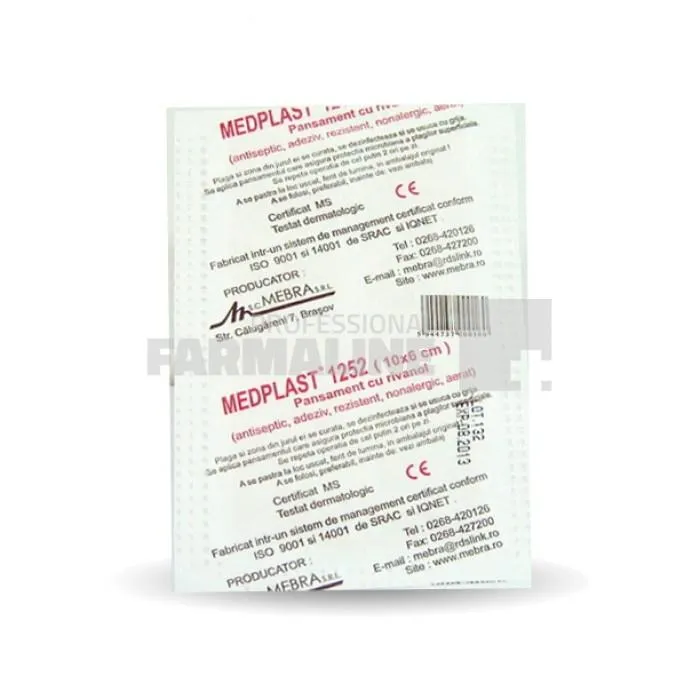 Medplast Plasturi cu rivanol 10 cm x 6 cm 1 bucata