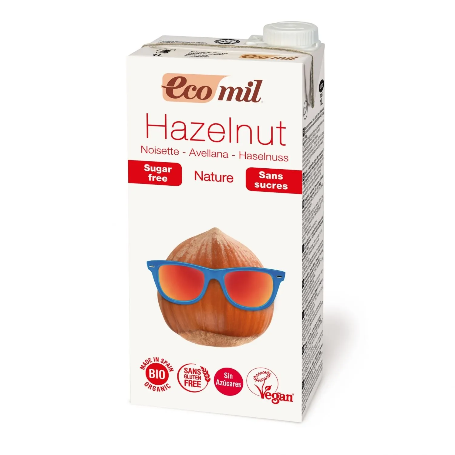 Lapte Bio alune de padure fara zahar x 1l (Ecomil)