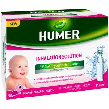 Solutie hipertonica inhalator 3%, 30 x 4ml, Humer