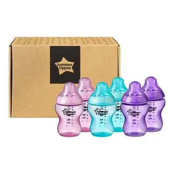 Set biberoane ONL Multicolor Fete 0 luni+, 6 x 260ml, Tommee Tippee