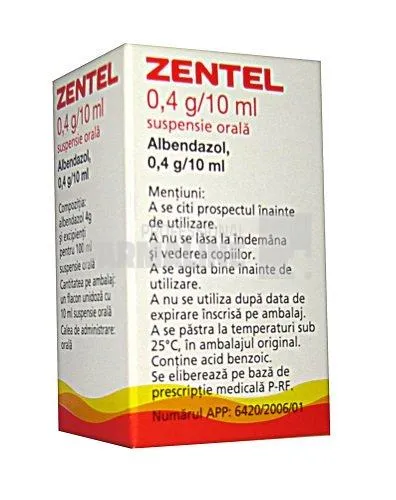 ZENTEL 0,4 g/10 ml x 1 SUSP. ORALA 0,4g/10ml GLAXOSMITHKLINE EXPO
