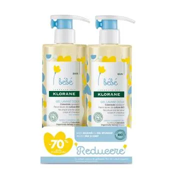 Pachet gel spumant pentru par si corp, 2 x 500ml, Klorane Bebe