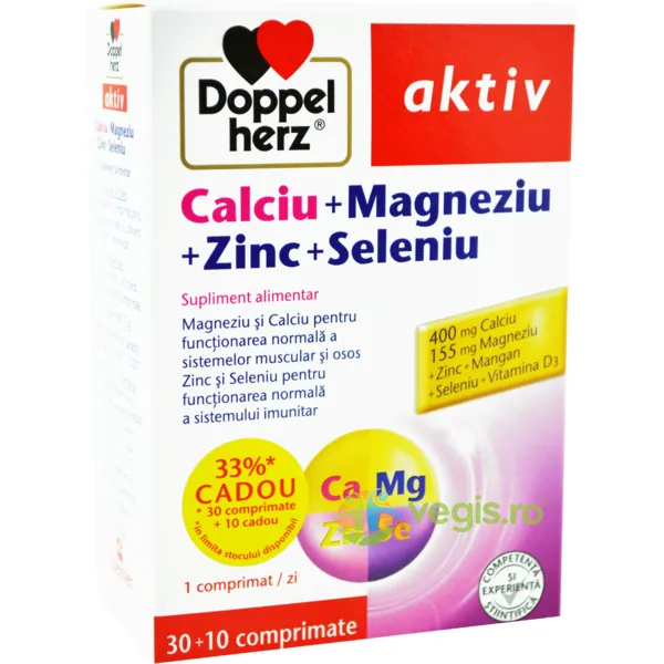 Doppel Herz Aktiv Calciu+Magneziu+Zinc+Seleniu x 30 comprimate + 10 comprimate cadou
