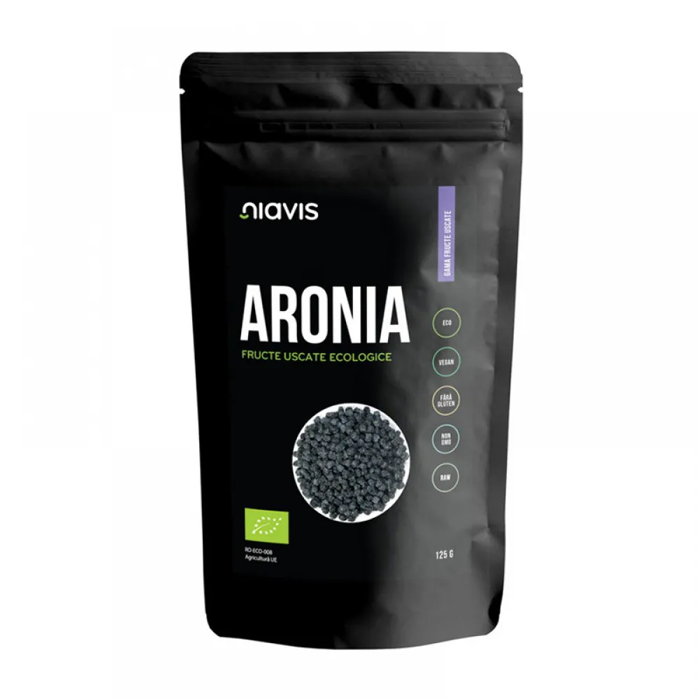 Aronia fructe uscate RAW ecologice (125 grame), Niavis