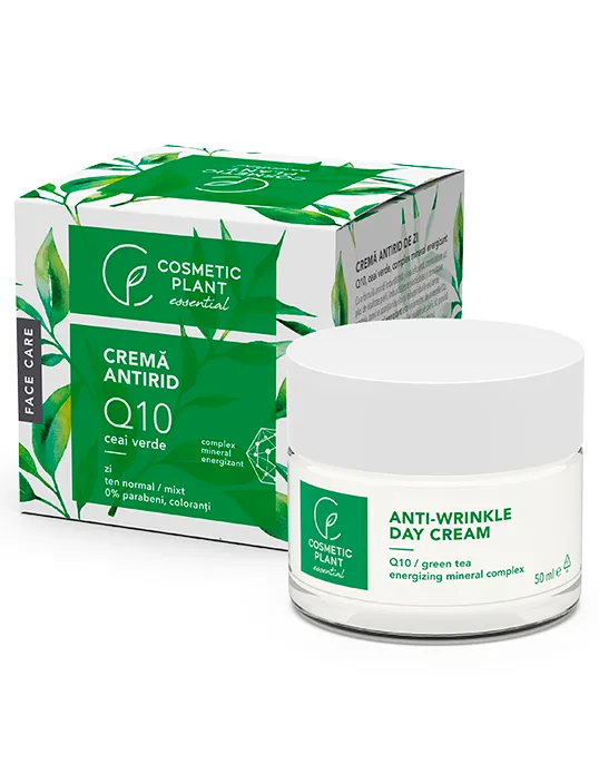 Crema antirid de zi Q10 + ceai verde si complex mineral energizant, 50 ml, Cosmetic Plant