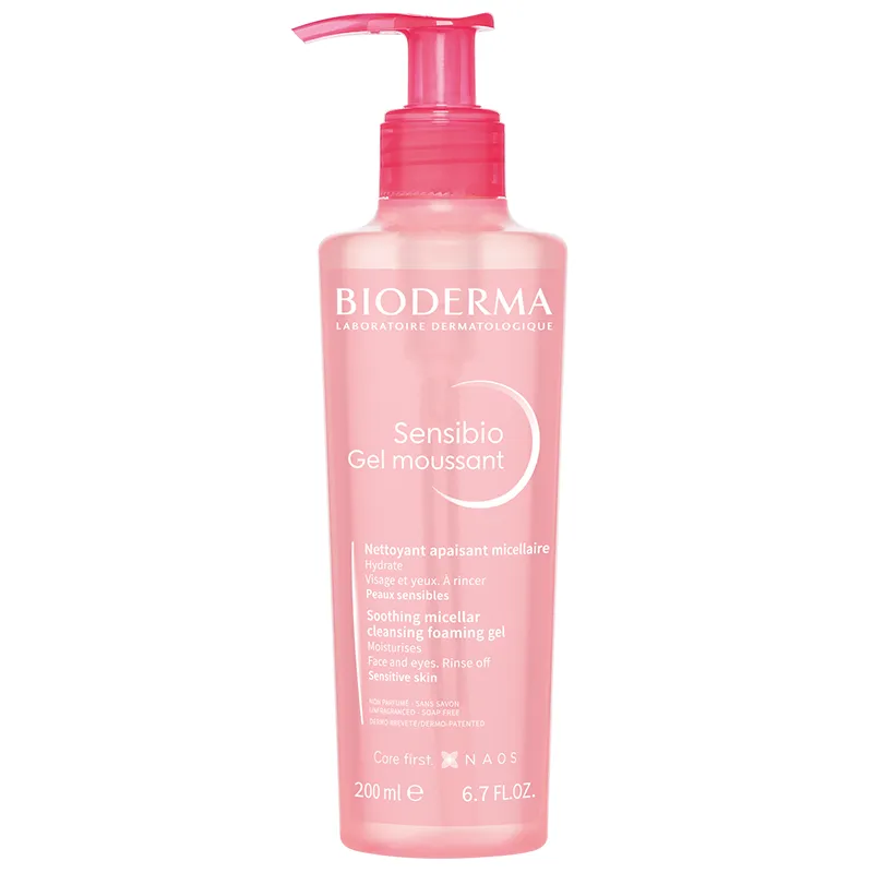 Gel spumant calmant și hidratant Sensibio, 200 ml, Bioderma