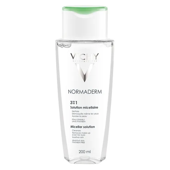 Solutie micelara 3 in 1 pentru tenul sensibil cu imperfectiuni Normaderm, 200 ml, Vichy