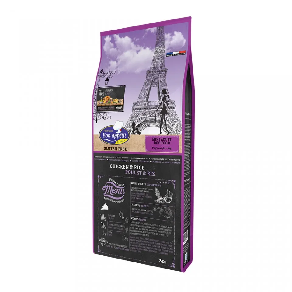 Bon Appetit Adult Mini - Pui si Orez - 2kg - Hrana completa super-premium, hipoalergenica, fara gluten