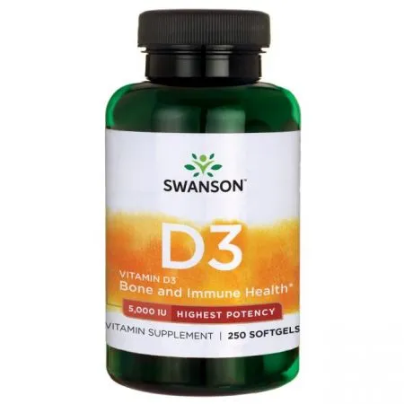 Vitamina D3 5000 UI, 250 capsule, Swanson