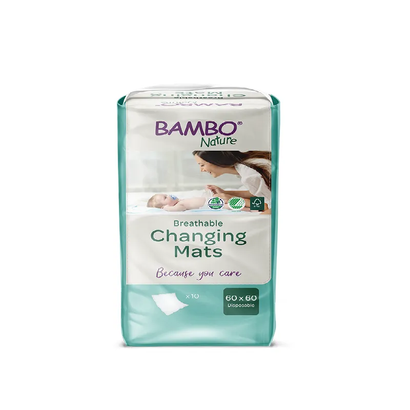 Aleze - Protectii absorbante pentru pat Changing Mats, 60x60 cm, 10 bucati, Bambo Nature