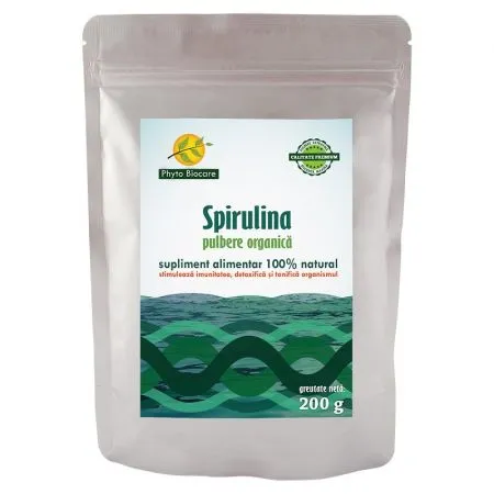 Pulbere de spirulina, 200 g, Phyto Biocare