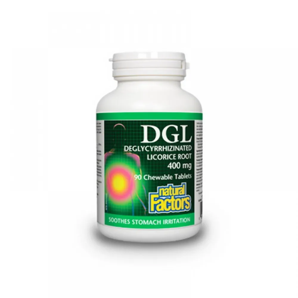 DGL Extract din radacina de lemn dulce 400 mg (90 tablete), Natural Factors