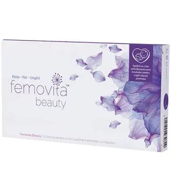 Fiole buvabile Femovita Beauty, 10ml x 10 bucati, NaturPharma