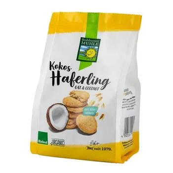 Biscuiti bio crocanti din ovaz cu fulgi de cocos, 125g, Bohlsener Muhle