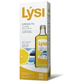 Ulei din ficat de cod natural cu aroma de lamaie, 240ml, Lysi