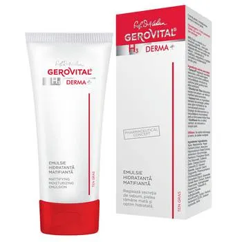 Emulsie hidratanta matifianta H3 Derma+, 50ml, Gerovital