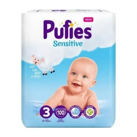 Pufies Sensitive 3 Midi, 6-10kg, 100 bucati