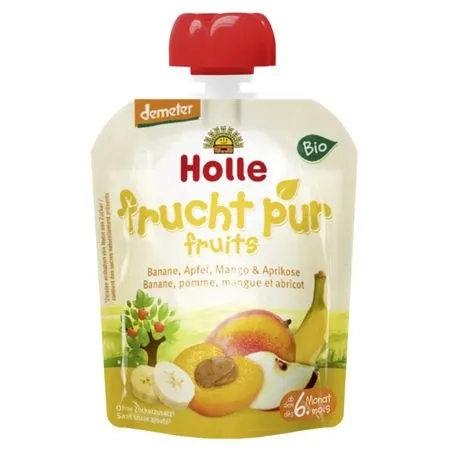 Holle Piure Mere, Banane, Mango si Caise +6luni x 100 grame