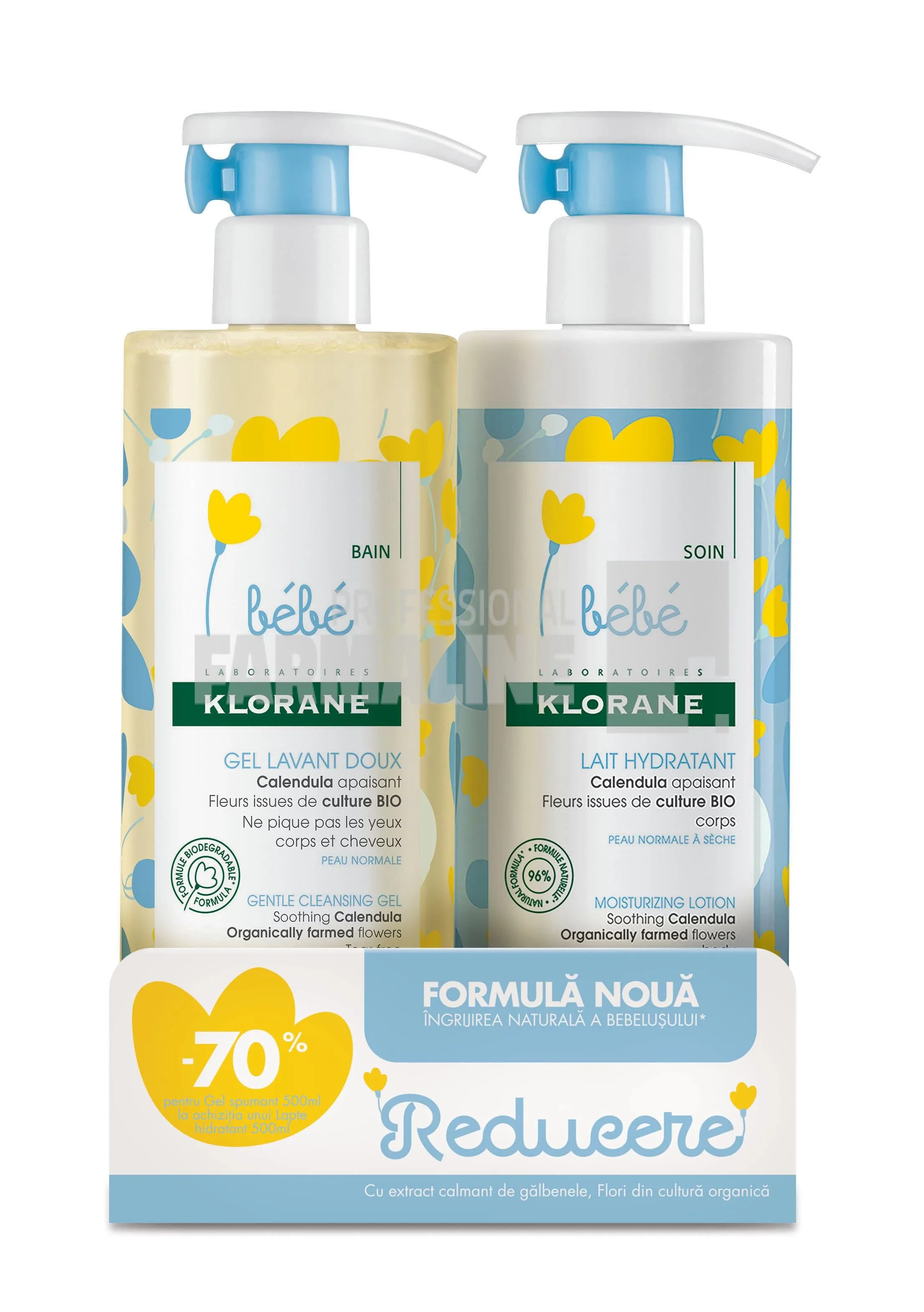 Klorane Bebe Pachet Lapte Hidratant 500ml + Gel Spumant  500ml oferta 1+1 - 70% din al II lea