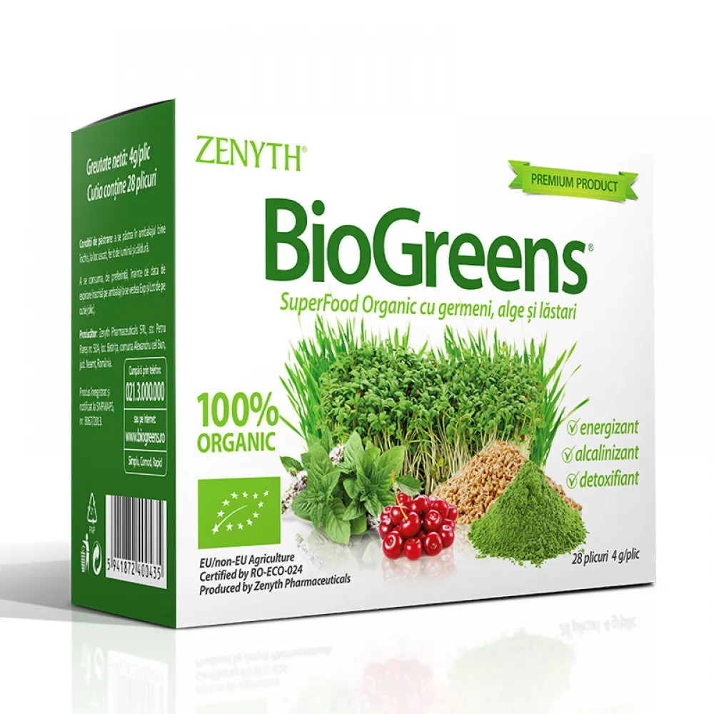 BioGreens 4 grame (28 plicuri), Zenyth Pharmaceuticals